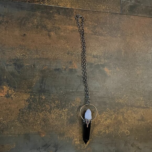 Obsidian, Spirit Amethyst Necklace in Electroformed Copper | Evening Star Amulet - Picture 11 of 12